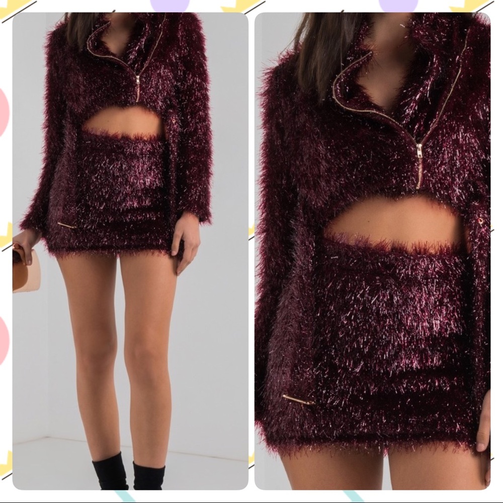 Akira Shaggy Glitter Short Skirt